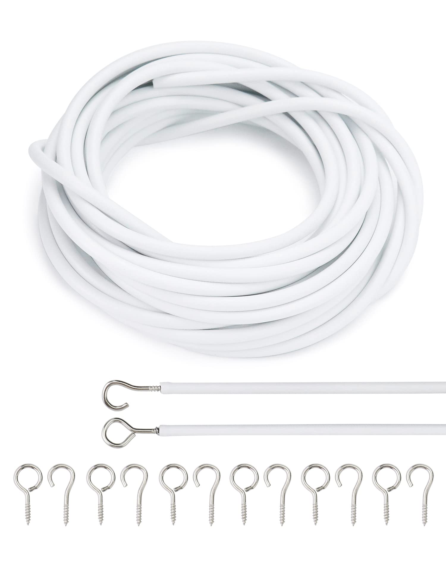 Set 5m Cavo In Acciaio Con 12 Ganci – Kit Appenditende E