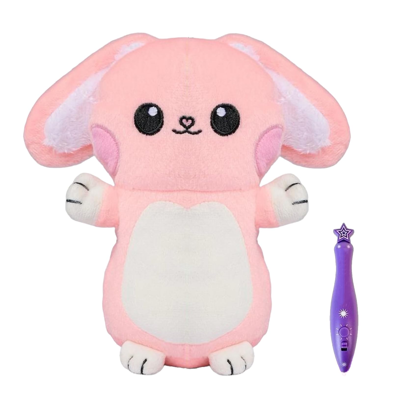 anwhriet Glow in The Dark Stuffed Animal with Light Pen, DIY Painting Luminous Plush Toy, Reusable Glowing Axolotl/Fox/Penguin/Bear Plushie for Toddlers Boys Girls B