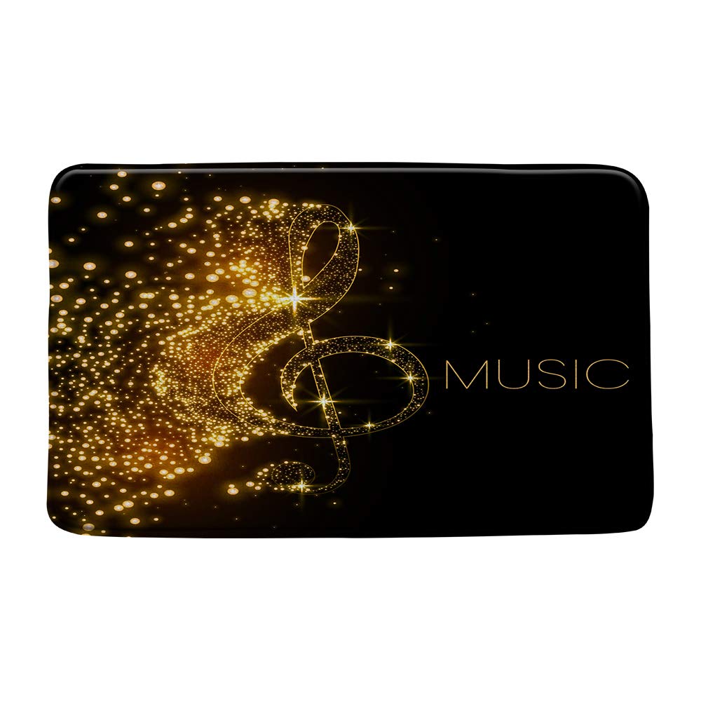 Musical Bath Mat Gold Music Note Fallen Dots Creative Art for Music Lover Bathroom Microfiber Memory Foam Bathroom Decor Rug Non Slip Absorbent Doormat Kitchen Toilet Floor Rug,19.7" x 31.5"
