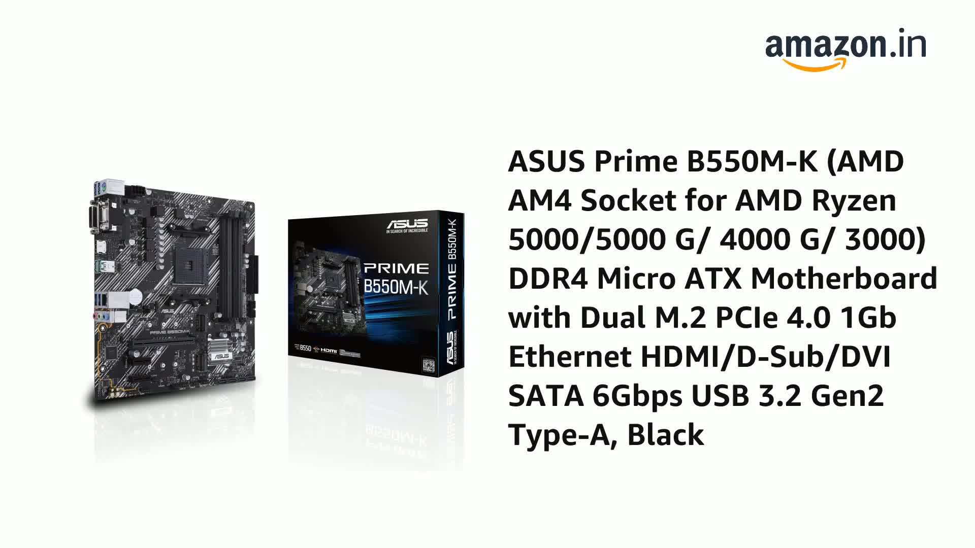 ASUS Prime B550M-K AMD AM4 Micro ATX Motherboard