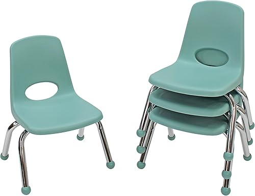 Miniatura 1 de Factory Direct Partners 10377-SF Silla escolar apilable de 10 pulgadas, asiento apilable para estudiantes con patas de acero cromado y deslizadores