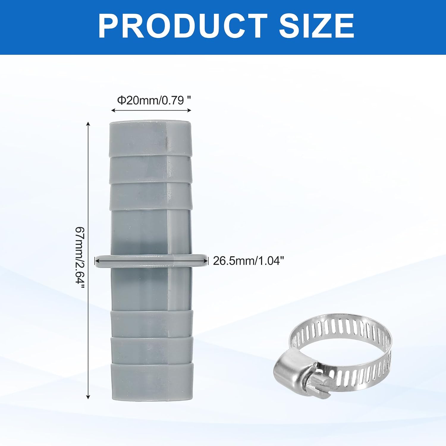 PATIKIL Washing Machine Drain Hose Connectors, Dishwasher Drain Hose Adapter Plastic Double End Split Pipe Connector with 2 Clamps for Bathrooms Balconies Kitchens, Gray