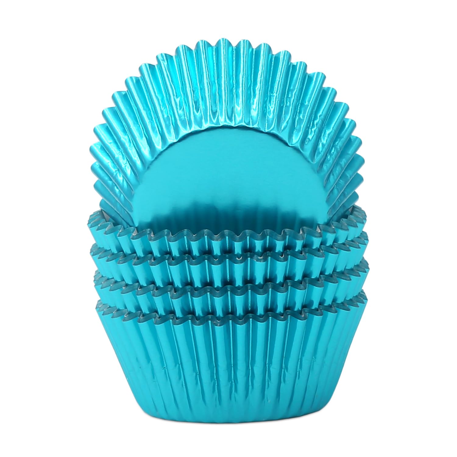 Mombake Standard Aqua Blue Foil Cupcake Liners Muffin Baking Cups for Party and More, 100-Count — image 1