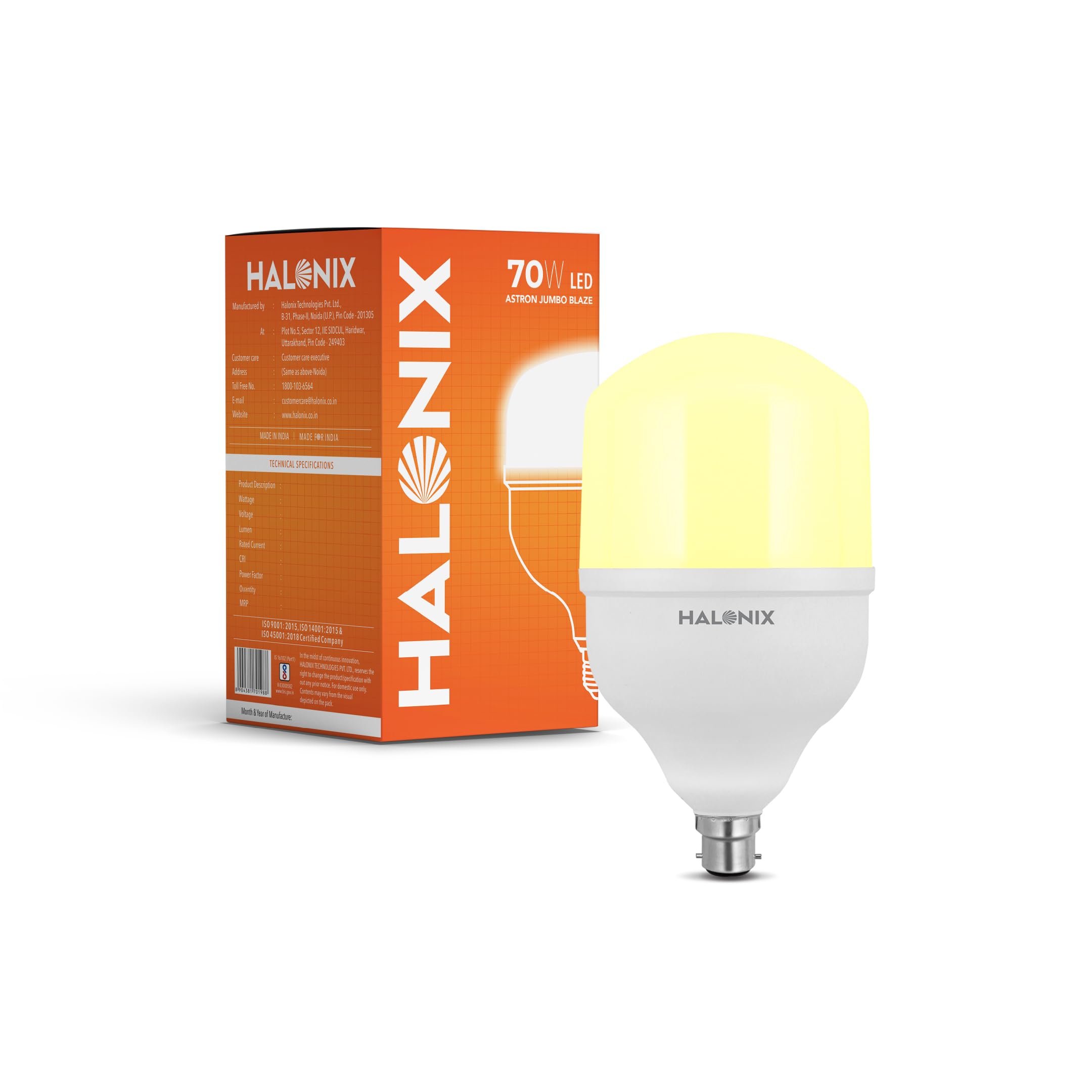 Halonix Jumbo 70W Higher Wattage Yellow Led Bulb | Warm White Led Bulb | Base- B22 | Energy Efficient | Surge Protection | Pack of 1-image-24