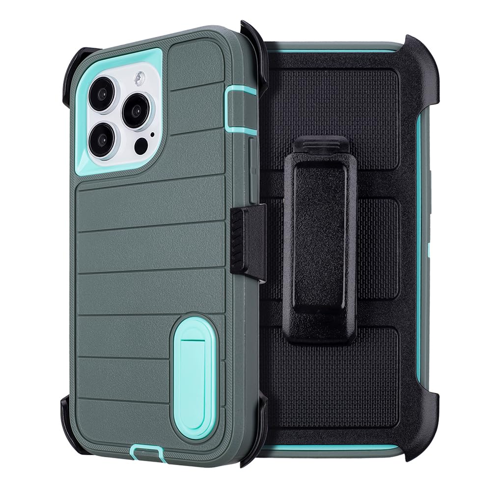 Yowtrey for iPhone 14 Pro Max Phone Case with Belt Clip Holster,3 Layers of Sturdy,Military Grade ShockProof ProMax Protective Cases Heavy Duty Phone