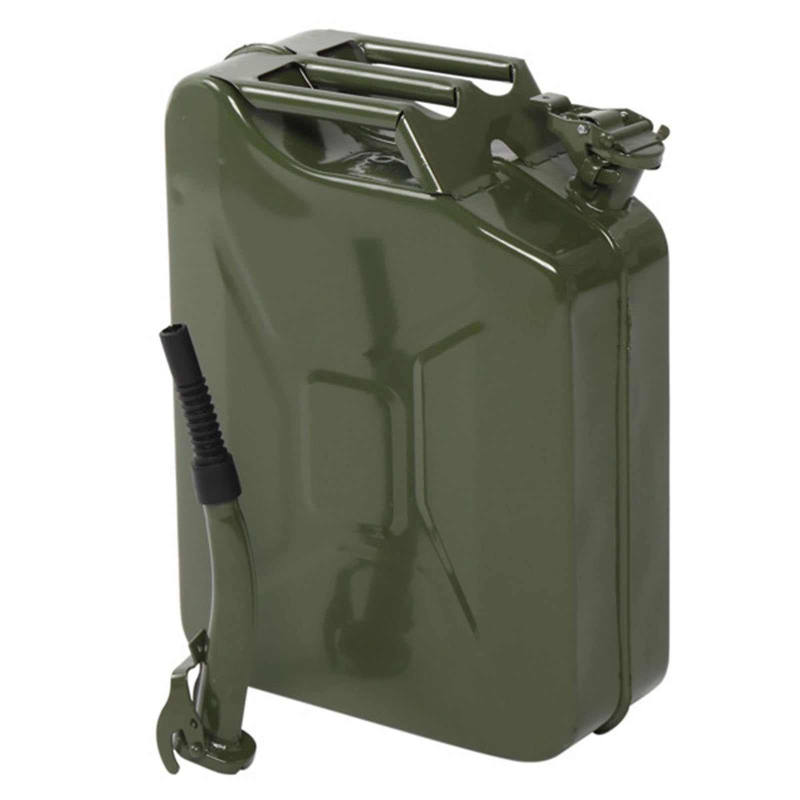 Generisch 5l 10l 20l Kraftstoffkanister Metall, Benzinkanister Mit Flexiblem Ausgießer, Handlicher Kanister Dieselkanister Reservekanister Für Motorrad,Auto,Rasenmäher,Bootfahren,Grün,10L