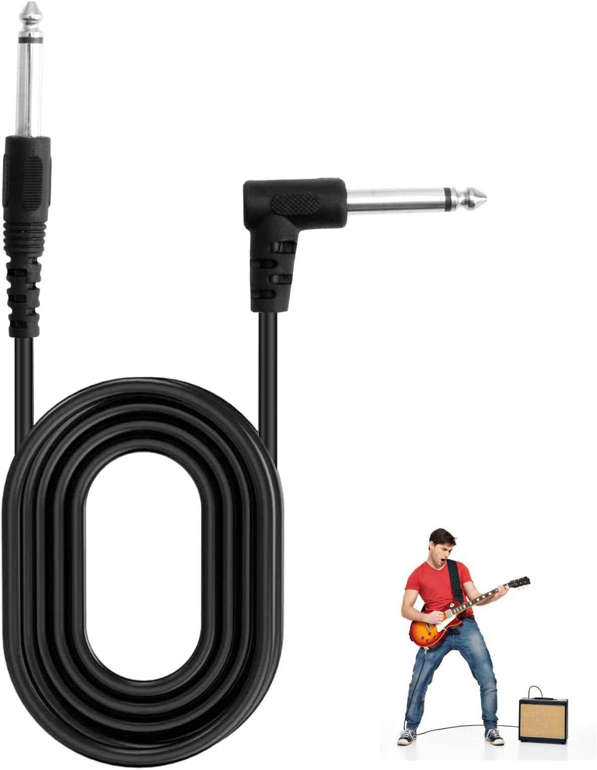 Kasoud Guitar Cable, Black Aux Cable, Audio Cable, Professional Guitar Cable for Speaker Amplifier Bass Studio Audio Monitor Mixer (1.5m) (1)