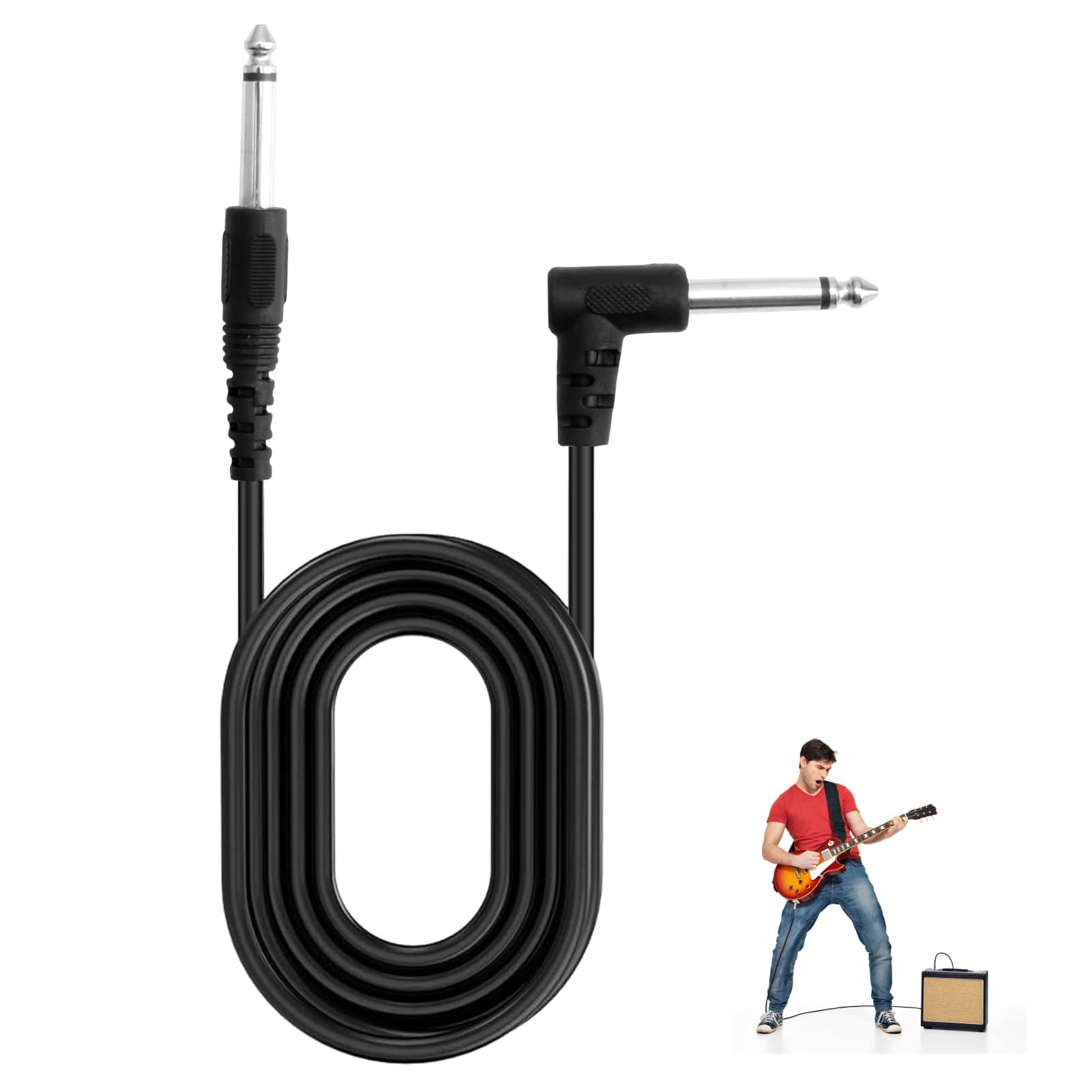 Kasoud Guitar Cable, Black Aux Cable, Audio Cable, Professional Guitar Cable for Speaker Amplifier Bass Studio Audio Monitor Mixer (1.5m) (1)