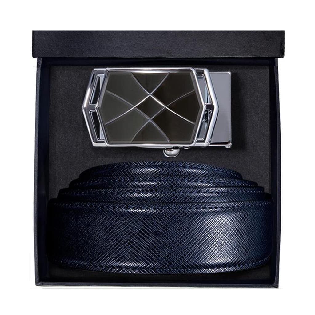 Ceinture à cliquet en cuir pour homme avec boucle automatique en boîte 120-130cm