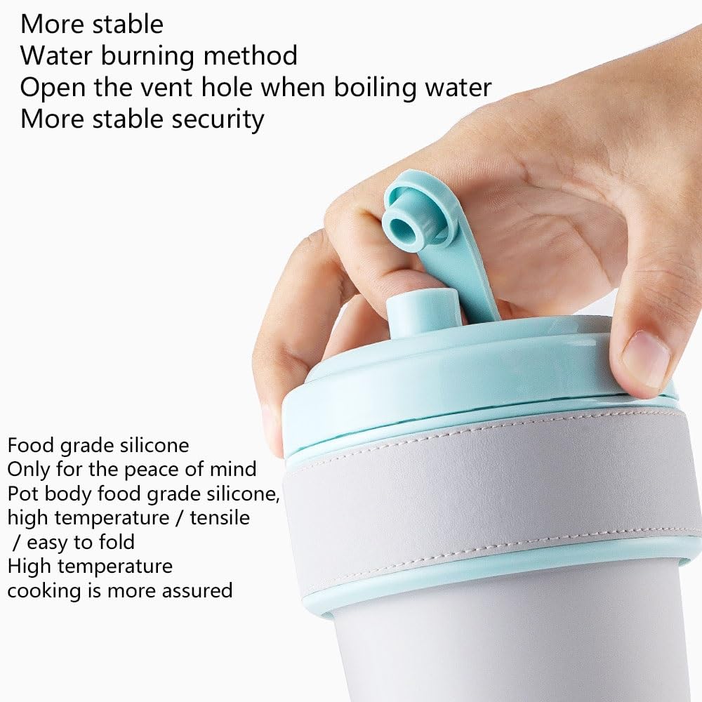 PAHION 450ML Bollitore Elettrico da Viaggio Pieghevole Portatile Pieghevole Bollitore in Silicone Alimentare Senza BPA Acqua Bollente Veloce Bollitore da Viaggio in Campeggio All'aperto