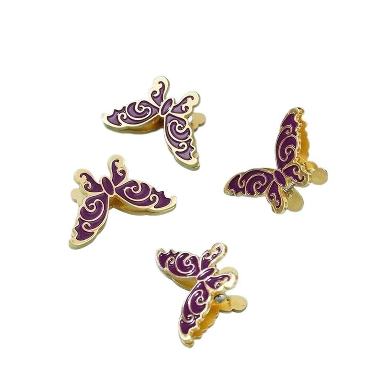 Papier Pince Pinces à reliure papillon en métal, 4 pièces, pince billets, Notes pliables, lettre(Purple)