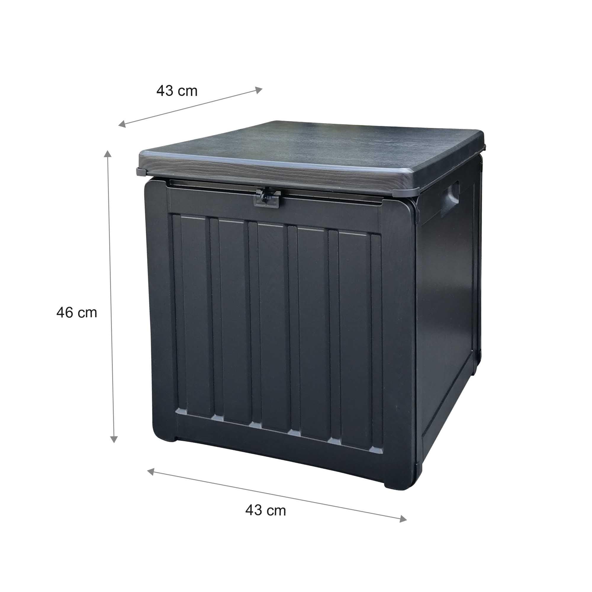 Gardiun Coffre en Résine Extérieur Soften Small 42,8x42,8x46,4 cm 76L, Sangle de Fixation pour Couvercle et Poignées Latérales
