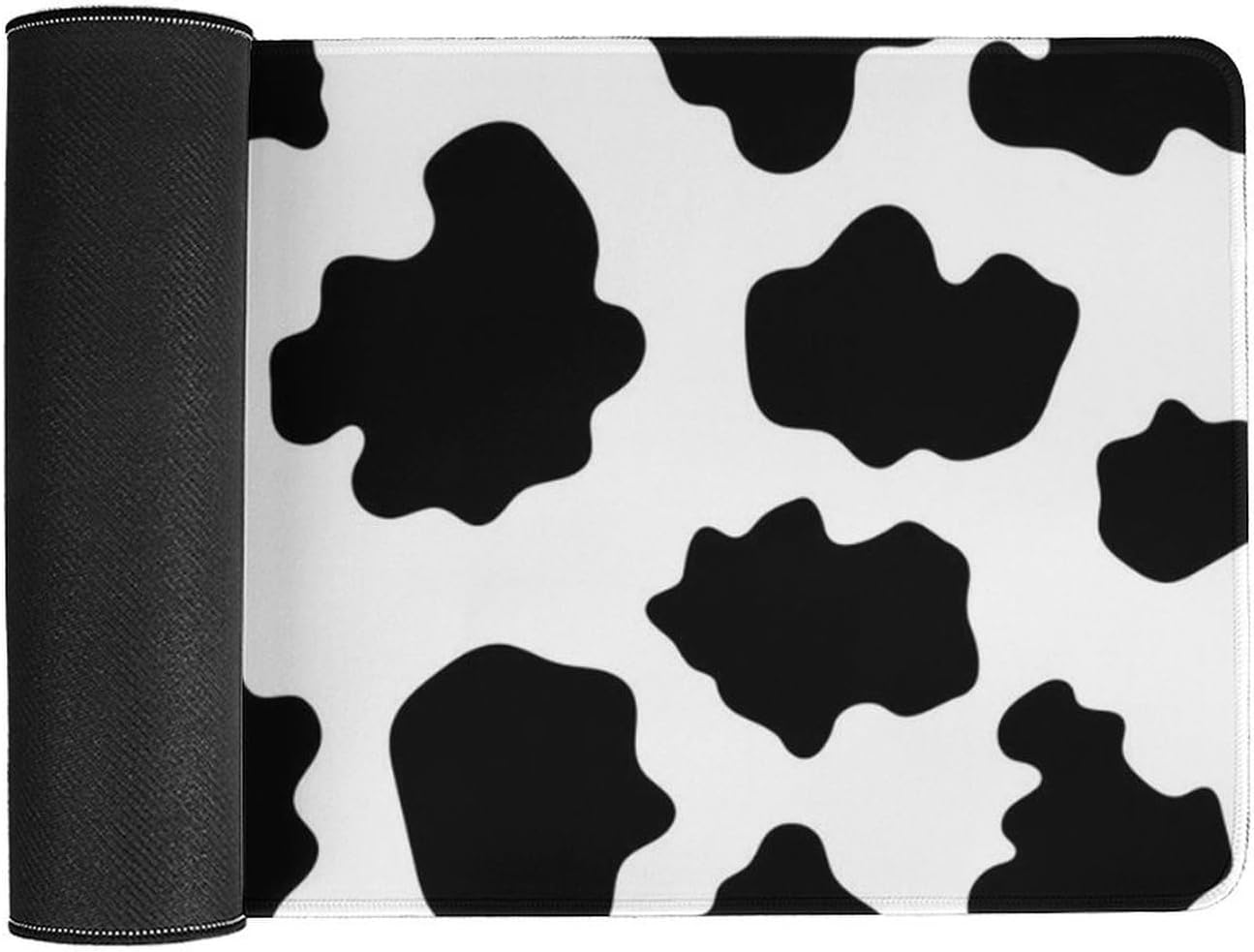 Black White Milk Cow Spots Print Pattern Fashionable Anti Slip Table Mat, Waterproof Mouse Protection Pad 30x60cm