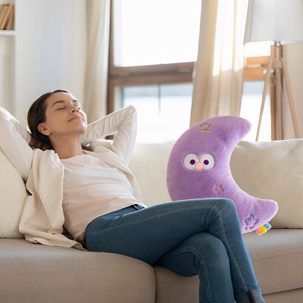 Set Di 2 Cuscini A Forma Di Stella E Luna, 45 Cm, Morbido Peluche Rosa E Giallo Per Divano E Camera Da Letto - 2
