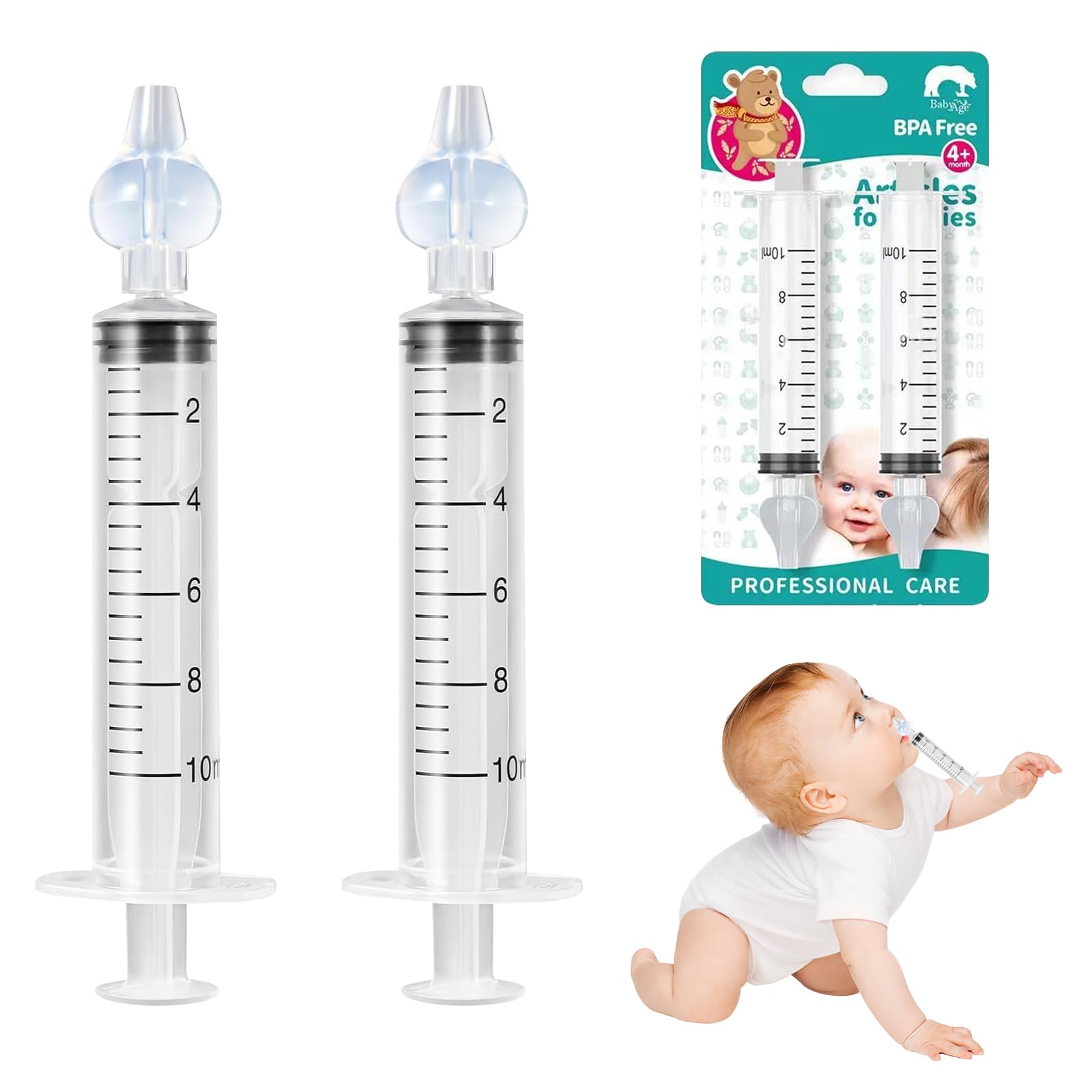 2 Pcs Baby Nasal Wash Syringe, Portable Nasal Wash Syringe Baby, Reusable Nasal Irrigator for Babies, Lavagem Nasal Seringa Babies Safe and Comfortable, for Babies and Newborns