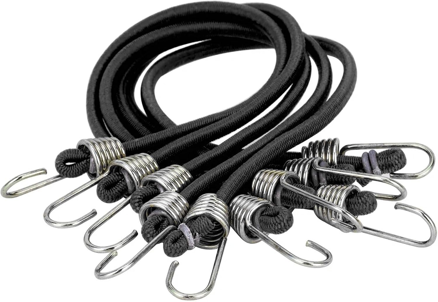 5pcs Elastic Strap Rope with Rescue Trailer Hooks for 1/10 RC Crawler Car SCX10 TRX4 TRX6 Roof Rack Luggage Fix Straps, RC Car Bungee Cords (Black)