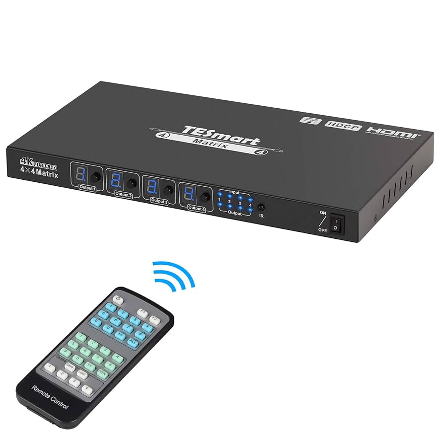 TESmart HDMIマトリックス 4x4 HDMI Matrix switch 4X4 4K 60hz HDCP RS232/LAN Control TESmart