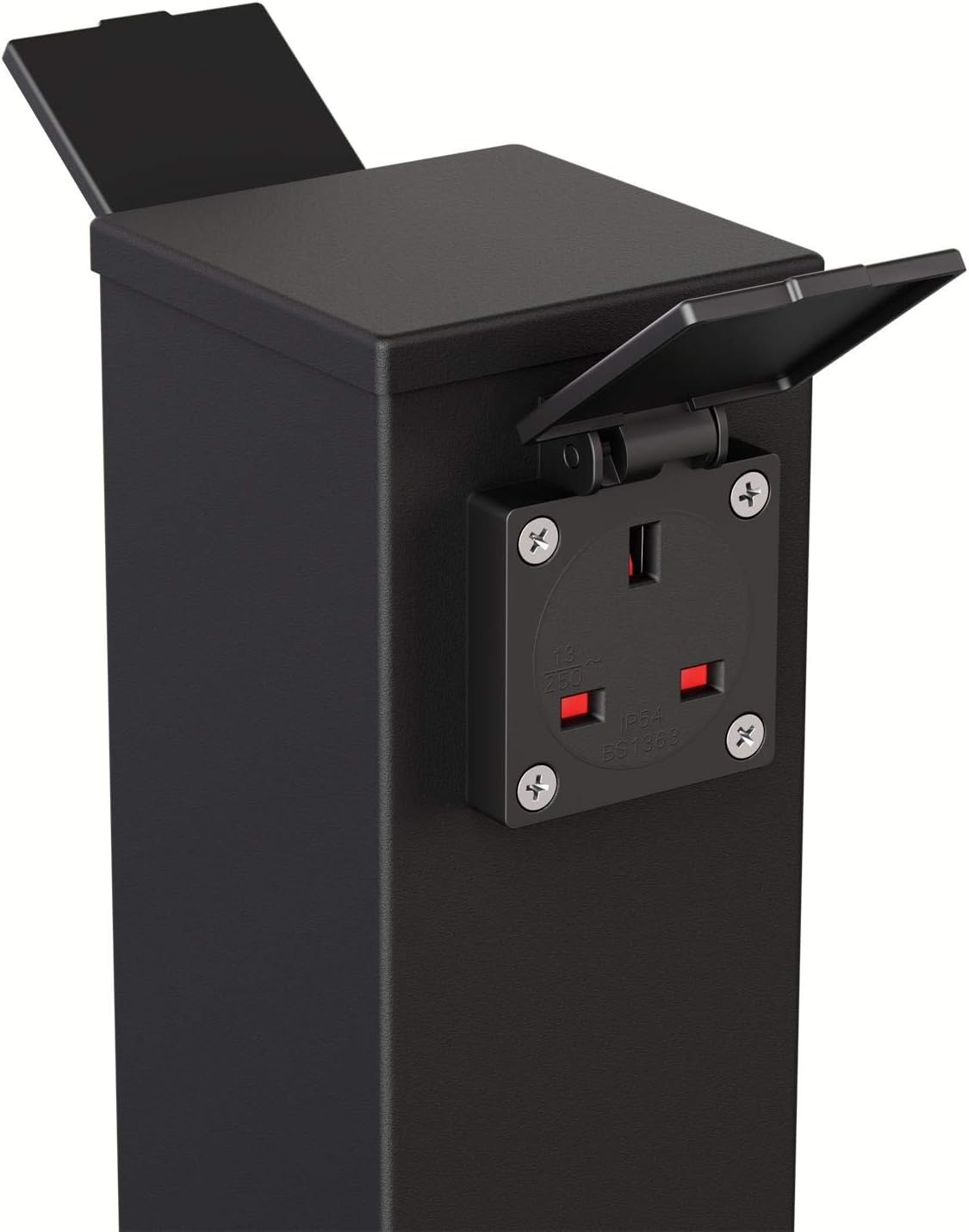 ledscom Garden Socket Column Polly, Outdoor, IP44, 2-fold, Black ...