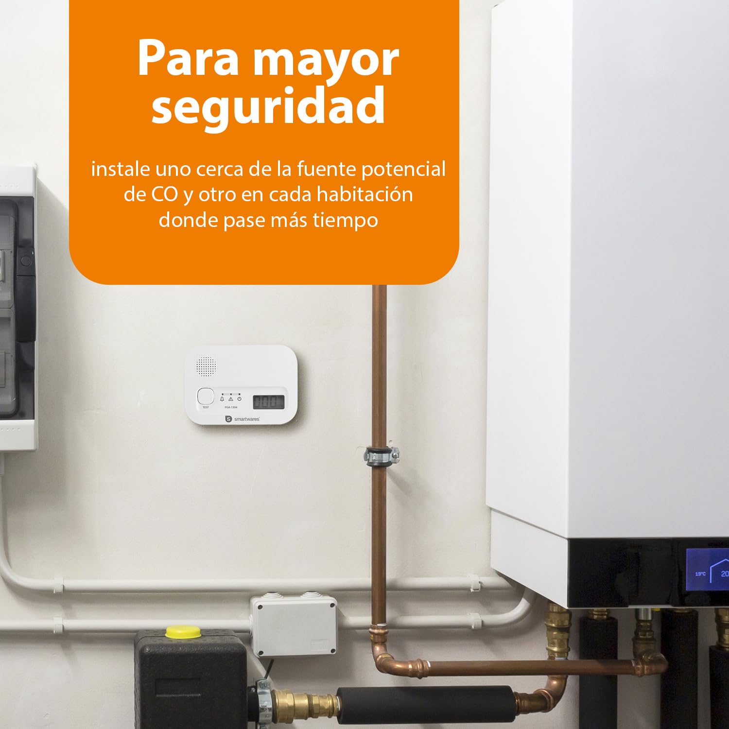 Smartwares Kit de Seguridad – Detector de Humo y Detector de CO Incluido – Botón de Prueba – Pilas reemplazables Incluidas – Vida útil 10 años - FSE-19204