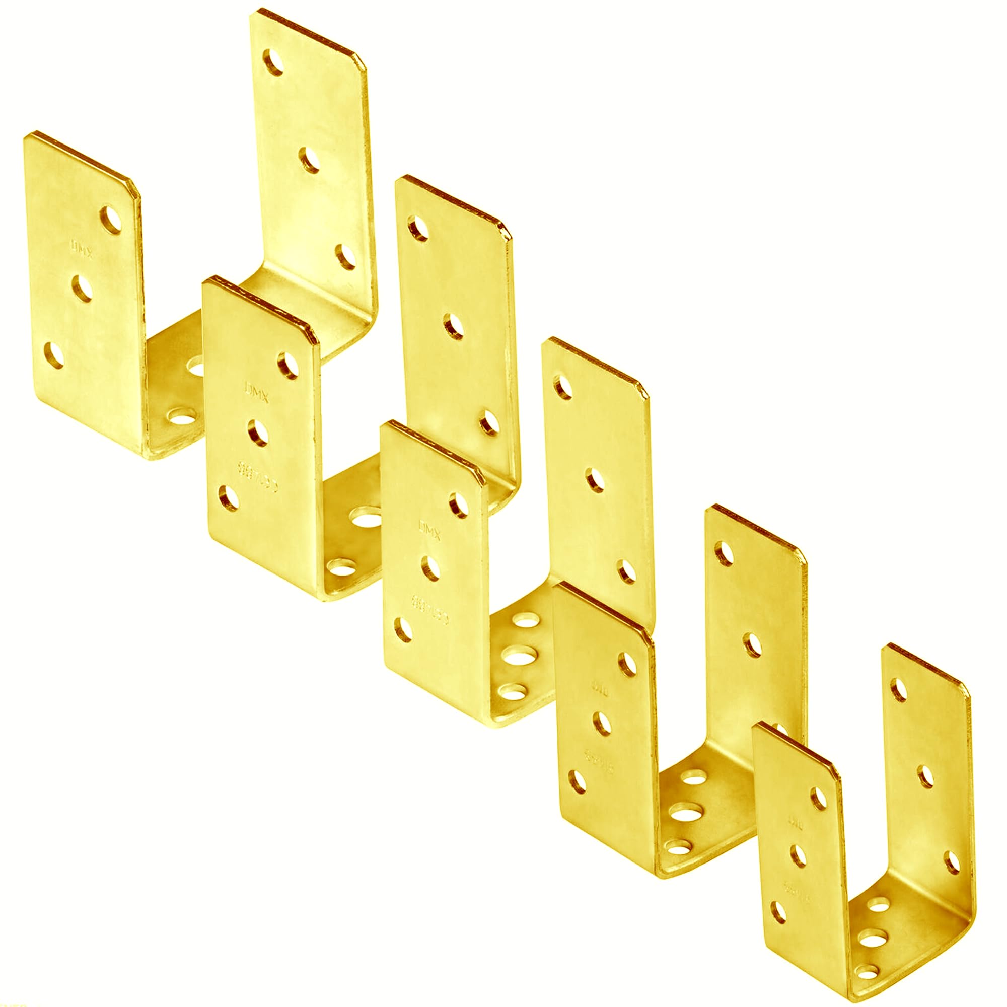 Bolt Down U Shape 81mm - 3.2" Gold (Pack of: 1) Galvanised Post Support Heavy Duty 4mm Fence Foot Base Bracket