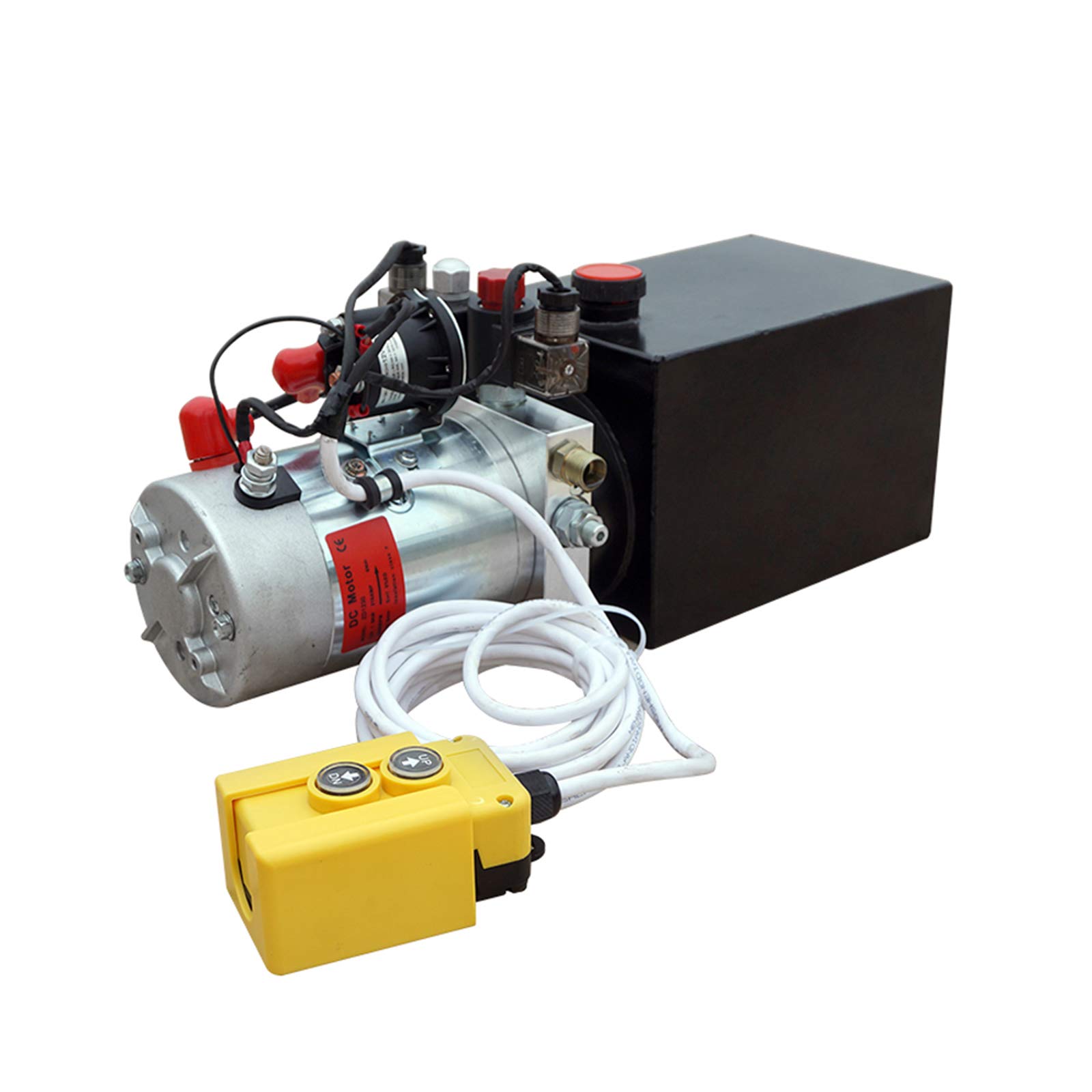 ECO-WORTHY Hydraulic Pump 8 Quart Double Acting Hydraulic Power Unit 12V Steel Tank Hydraulic Pump Unit Wired Remote Controlled for Dump Trailer(8 Quart, Steel/Double Acting)