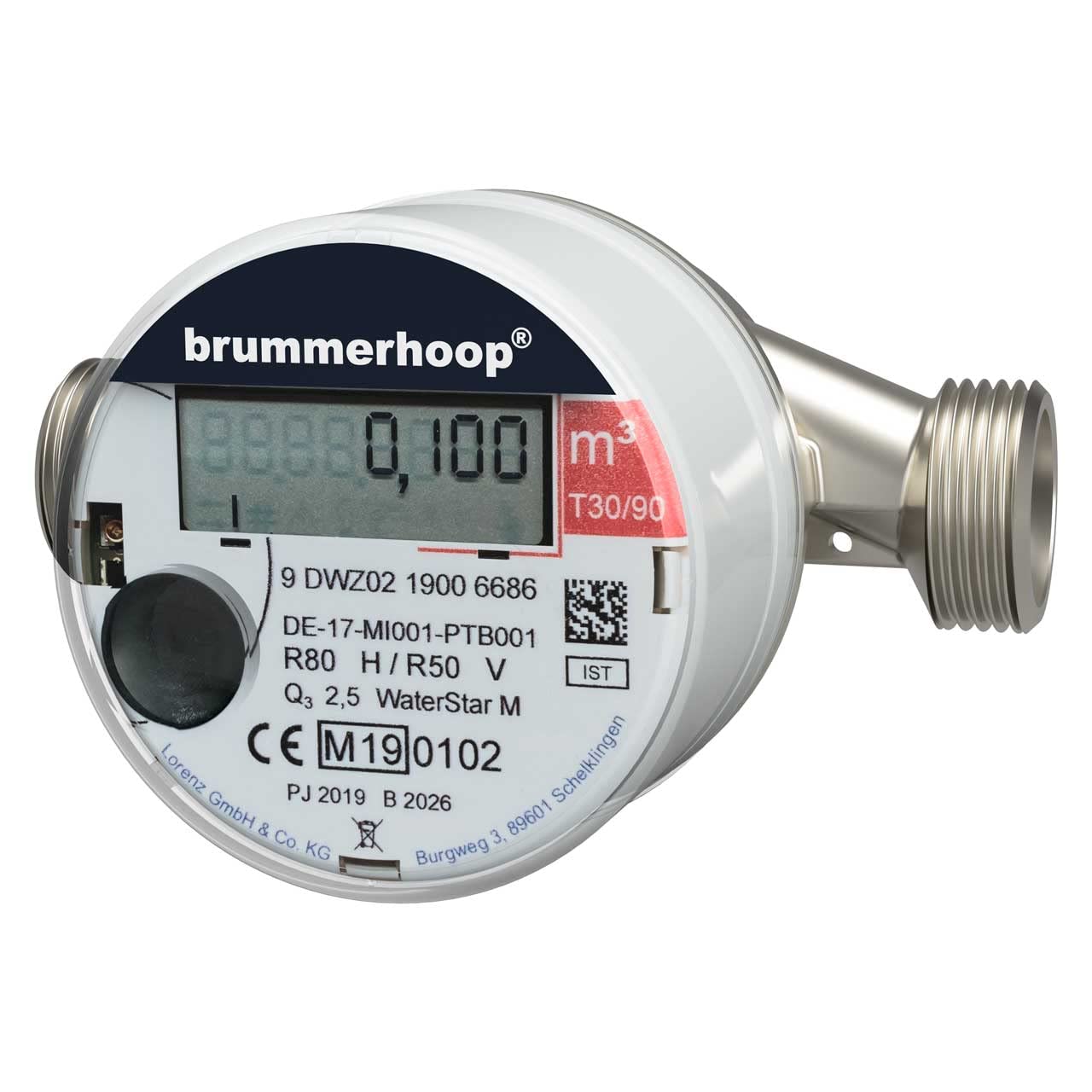 Waterstar M-ETH Q3:2,5 DN15 - Contador de agua caliente inalámbrico M-Bus OMS (110 mm)
