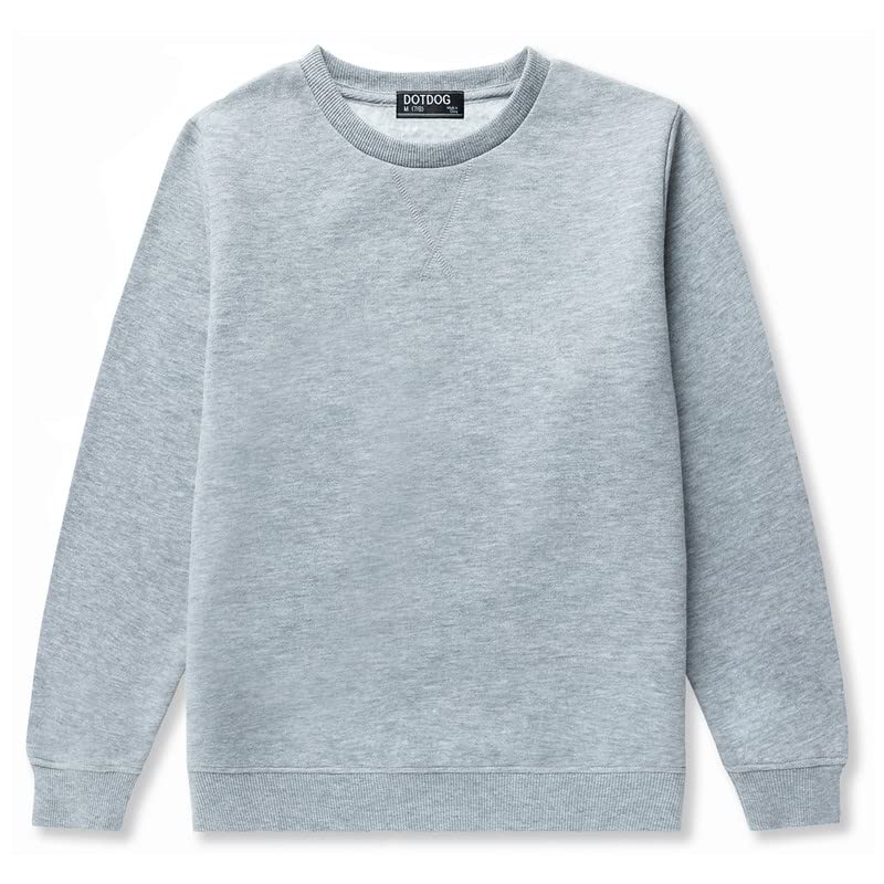 DOTDOG Unisex Youth Soft Brushed Fleece Basic Crewneck Pullover Sweatshirt for Boys or Girls (Age 3-12 Years)