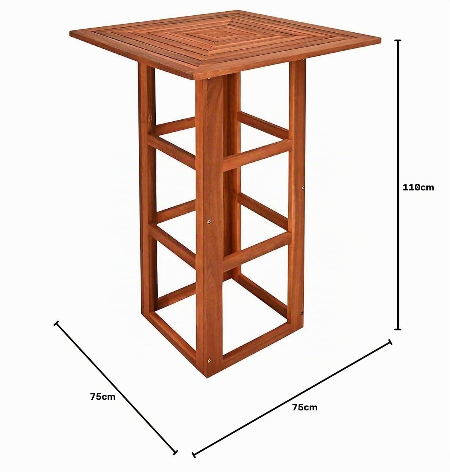 Casaria Table Haute carrée en Bois d'Acacia 75x75x110cm Mange-Debout Table en Bois extérieur Jardin terrasse évènement