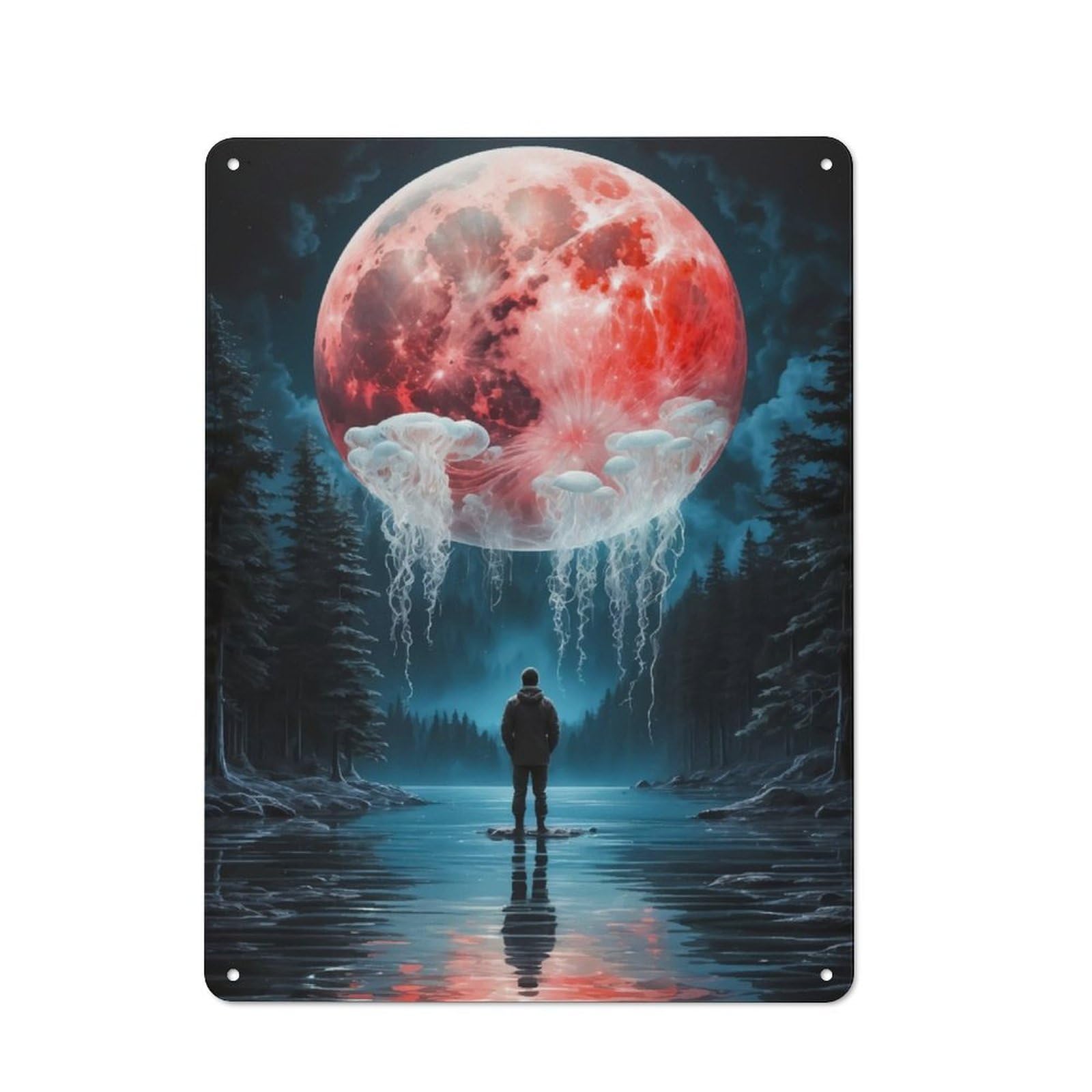 Fantasy on The Lake Vintage Metal Wall Decor 40x30cm, Tin Wall Sign for Restaurant, Kitchen, Counter Or Breakfast Nook