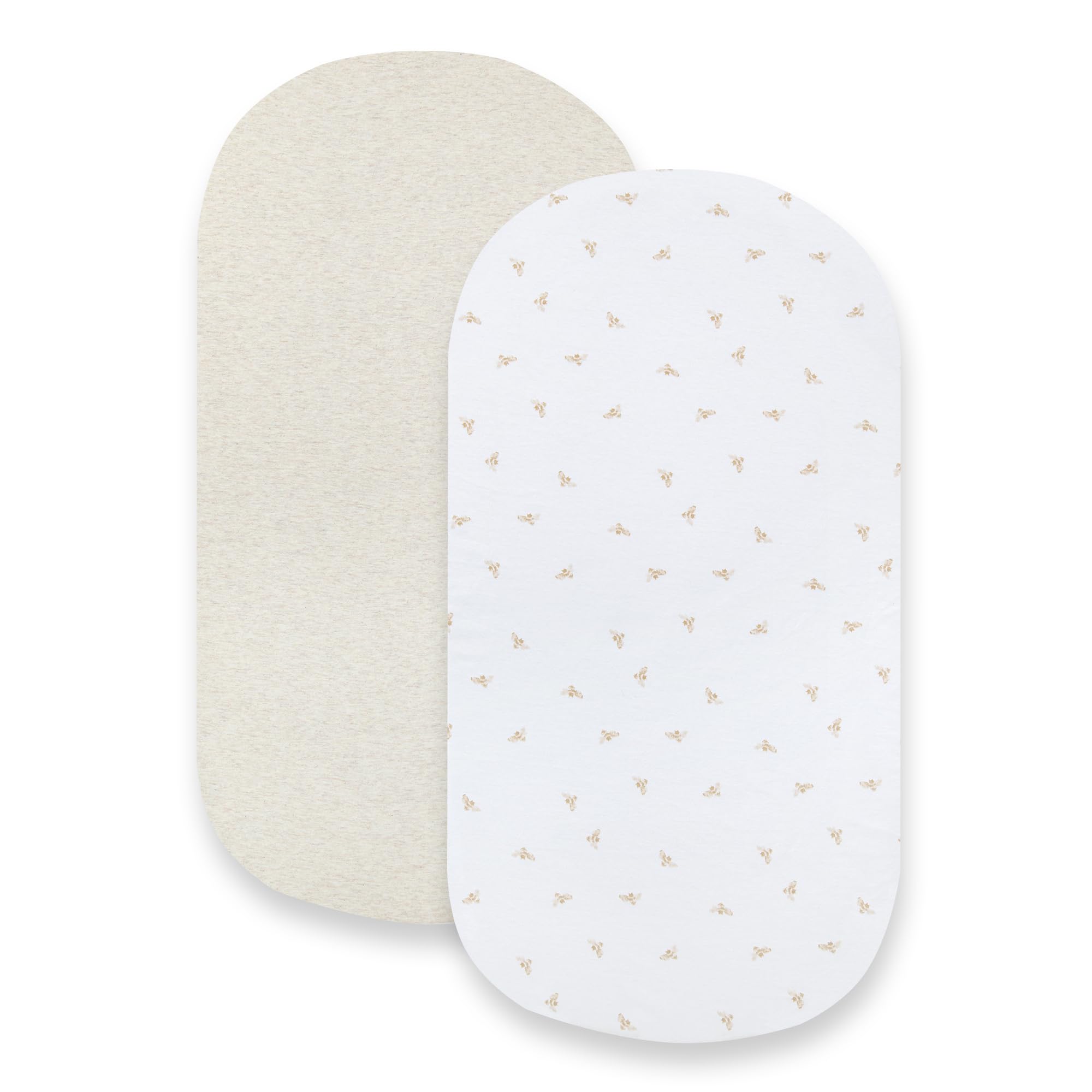 Bassinet Sheet, Infant Fitted BEESNUG Cover, 100% Organic Cotton, Soft Unisex Newborn Essentials for All Standard Oval or Rectangle Bassinet Bed Pads