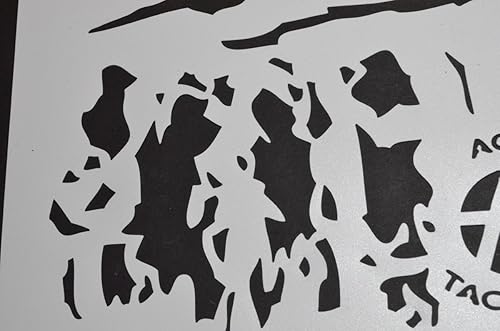 Miniatura 6 de Acid Tactical® Paquete de 2 plantillas de pintura en aerosol para aerógrafo de camuflaje de diseño único de 9 x 14 pulgadas, pistola Duracoat