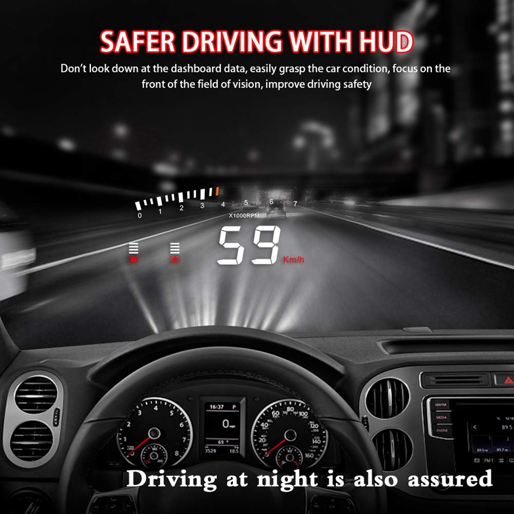 KIMISS Uniwersalny wyświetlacz HUD 3,5" dla samochodu z systemem OBD2-X5 - alarm, ostrzeżenia