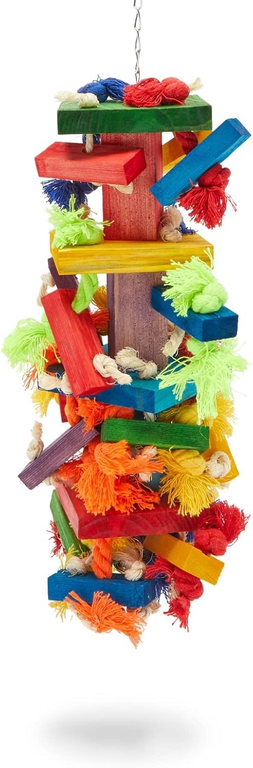 Large Bird Toy for Parrots, Colorful Cage Accessories for Playing (3.7 x 20 In)