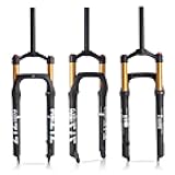 B Bolany 26 * 4.0 inch Fat Tire MTB Air Suspension Fork - 120mm Travel, 135mm Spacing Hub，9mm QR，Crown Lockout,Ultralight Mountain Bike Front Fork， Ideal for Snow Beach XC Mountain Bikes（Gold）