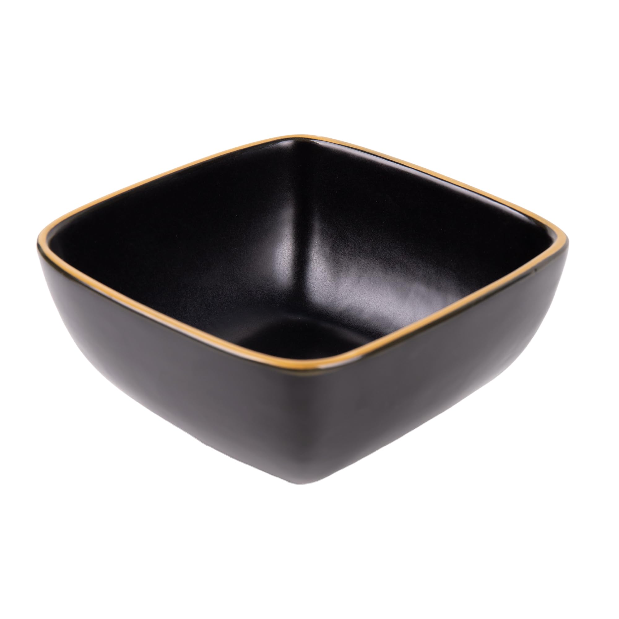 Cofan Czarna zastawa stołowa z kwadratową ceramiką, 20-częściowa, czarna, z krawędzią w stylu vintage, nadaje się do zmywarki, kuchenki mikrofalowej i piekarnika