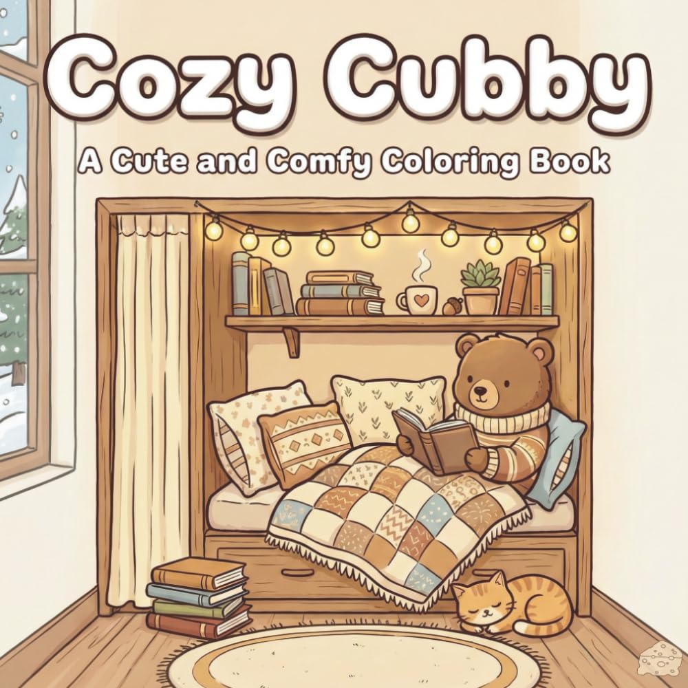 Cozy Cubby: A Cute and Comfy Coloring Book for Adults & Teens Featuring Adorable Animal Moments and Hygge Scenes for Relaxation