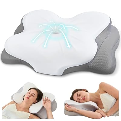 Cervical Neck Pillow, Ergonomic Memory Foam Pillows for Neck Pain Relief with Breathable Pillowcase, Adjustable Contour Neck Support Pillow for Side Back Stomach Sleepers, Odorless