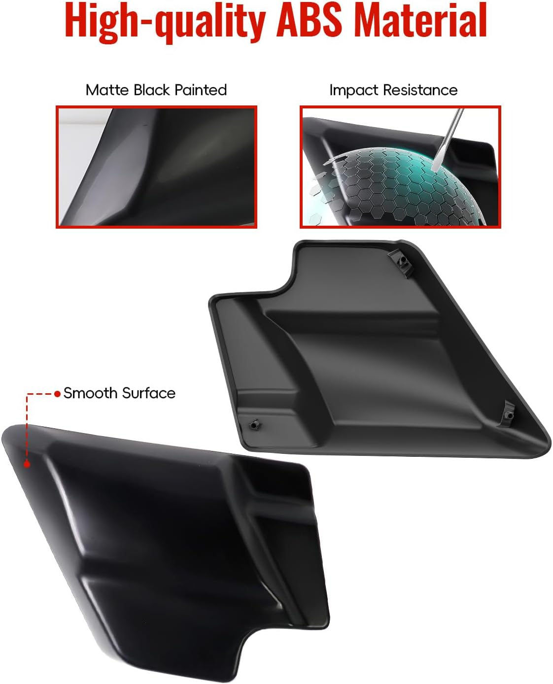 Side Cover Panels for Harley, Left Right Side Fairing Covers Panel for Street Glide Road King Road Glide Electra Glide 2009-2025 Accessories,Replace 66048-09 & 66250-09, Matte Black