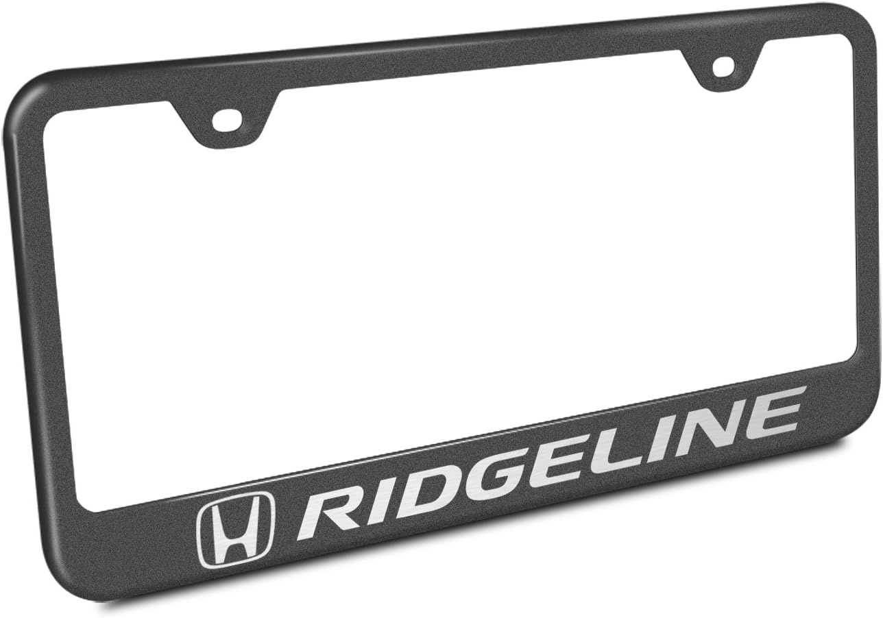 Au-TOMOTIVE GOLD Laser Etched Logo Stainless Steel License Plate Frame for Honda Ridgeline (Rugged Black)