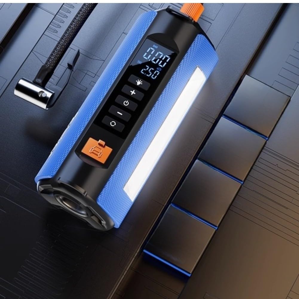 Avviatore di emergenza per auto, con compressore d'aria da 6000 mAh, portatile, pompa di gonfiaggio per pneumatici, luce LED, per veicoli SUV e moto da 12 V (6000 mAh)