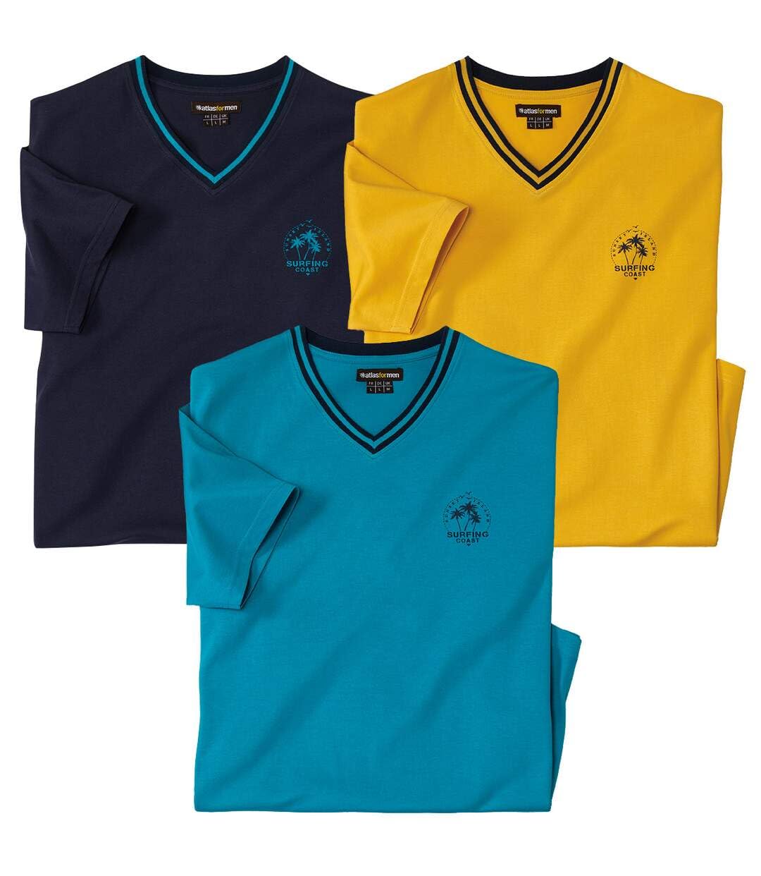 ATLAS FOR MEN - Pack of 3 Men's V-Neck T-Shirts - 3XL