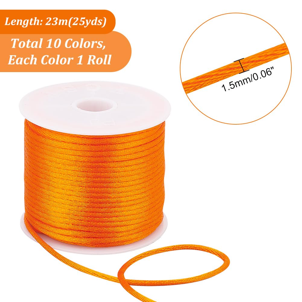 PH PandaHall Corda Di Raso In Nylon Rosa 2mm – 60 Metri (6 Rotoli Da 10 M) Per Macramè, Kumihimo, Acchiappasogni E Bigiotteria - 2