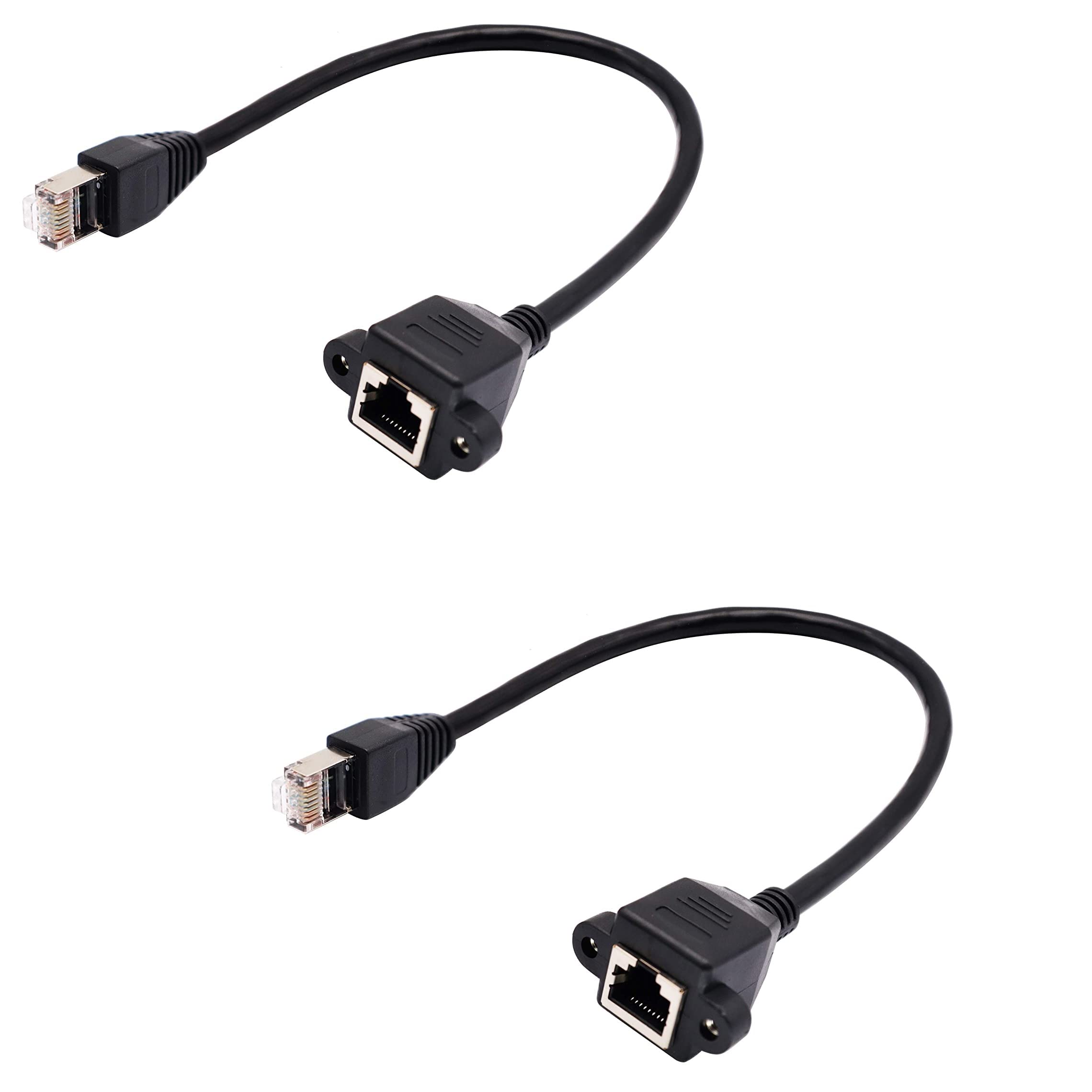 fdealz [ 30 CM 2 Pieces Ethernet Extension Cord, RJ45 Male to Female Screw Panel Mount Cat6/Cat5e/Cat5 Ethernet LAN Network Extension Cable, LAN RJ 45 Male to Female (0.3 Meter)-image-7