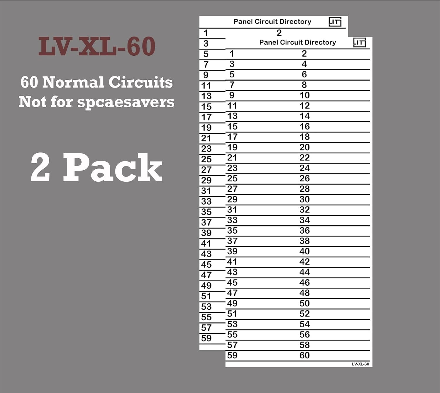 Large 60 Circuits 2 Labels Vinyl Fuse Box Circuit Breaker Panel Directory Labels Stickers Decals for All Electrical Panel/Load Centers Waterproof