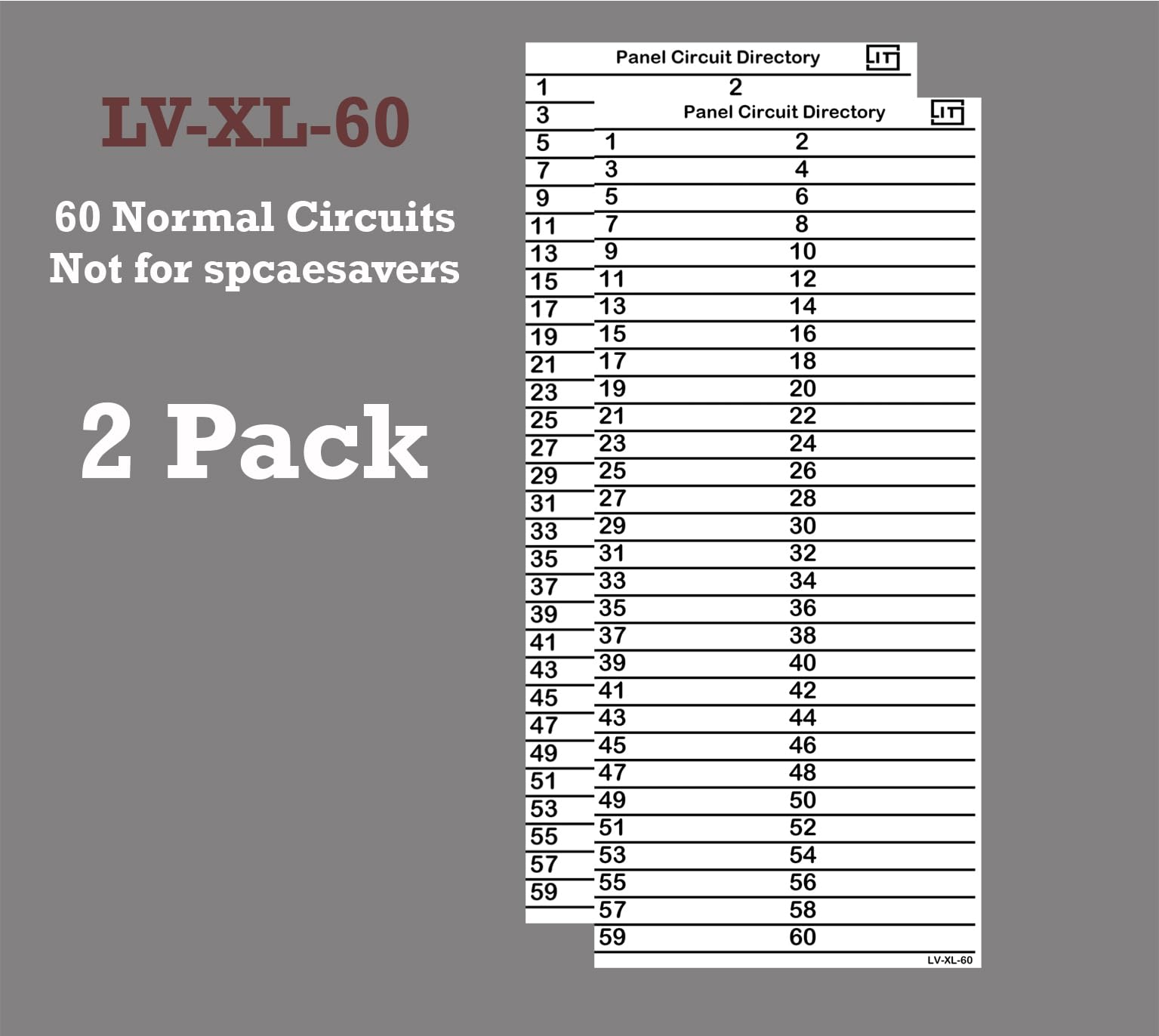 Littversions 60-Circuit Vinyl Breaker Panel Directory Labels – Waterproof, Self-Adhesive Replacement Decals For Siemens & Most Electrical Load Centers