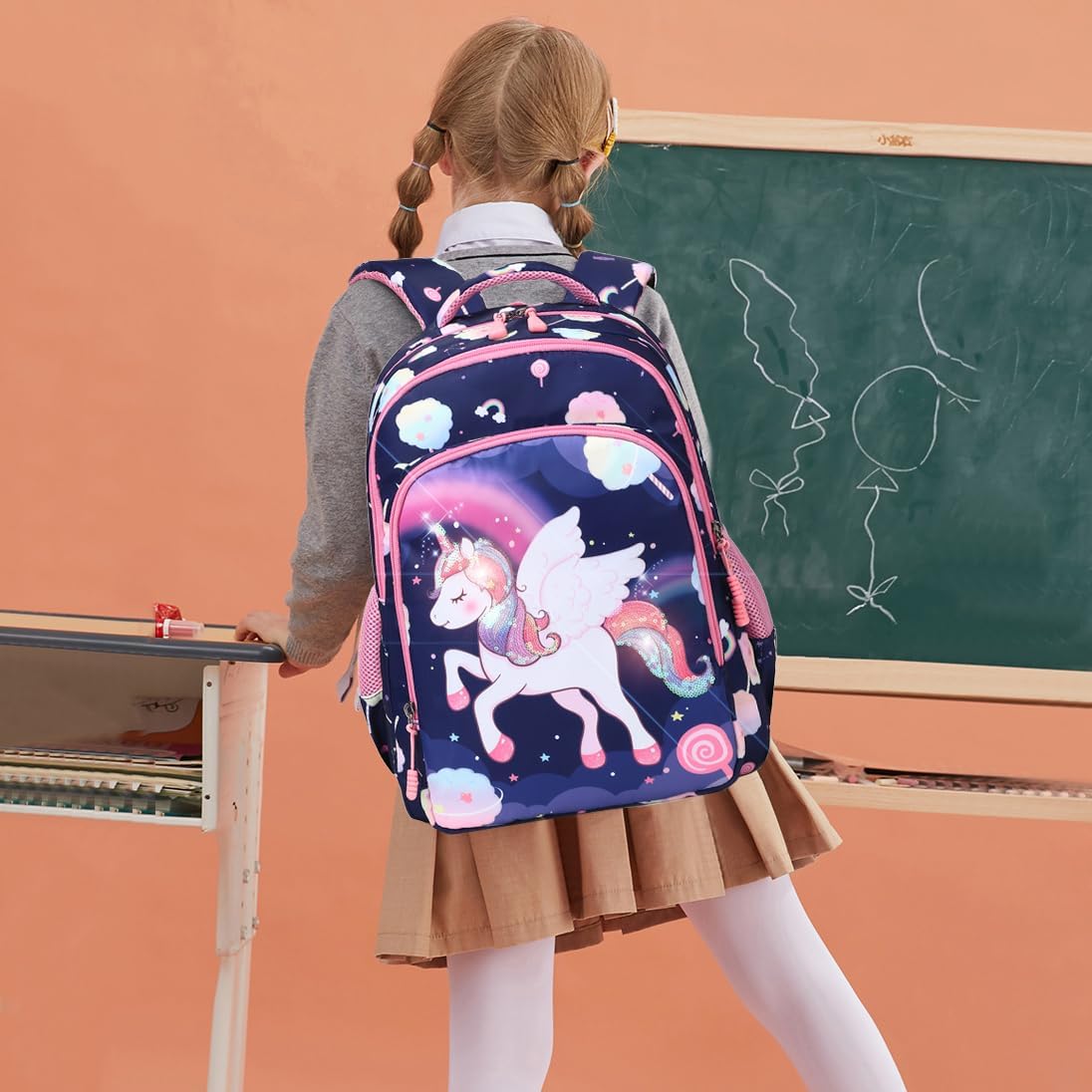 Meisohua Girls Backpack with Lunch Box 3 in 1 Set Kids Backpack for Girls Preschool Kindergarten Elementary School Backpack - Image 2