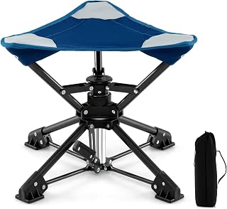 COSTWAY Taburete Plegable Caza, Silla Portátil Camping con Base Antideslizante, Bolsa de Transporte, Taburete Trípode Camping, Pesca Picnic Senderismo Viajes Playa, 43 x 39 x 37 cm (Azul)