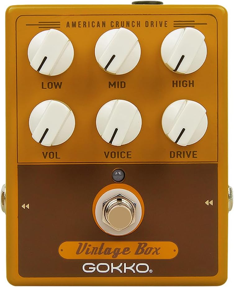 GOKKO VINTAGE BOX GK-33 - Vintage Amp Simulator Pedal with 57 Deluxe Tone, 6-Band EQ, All-Analog Circuit, Rugged Aluminum Casing - Perfect for Clean to Overdrive Sounds