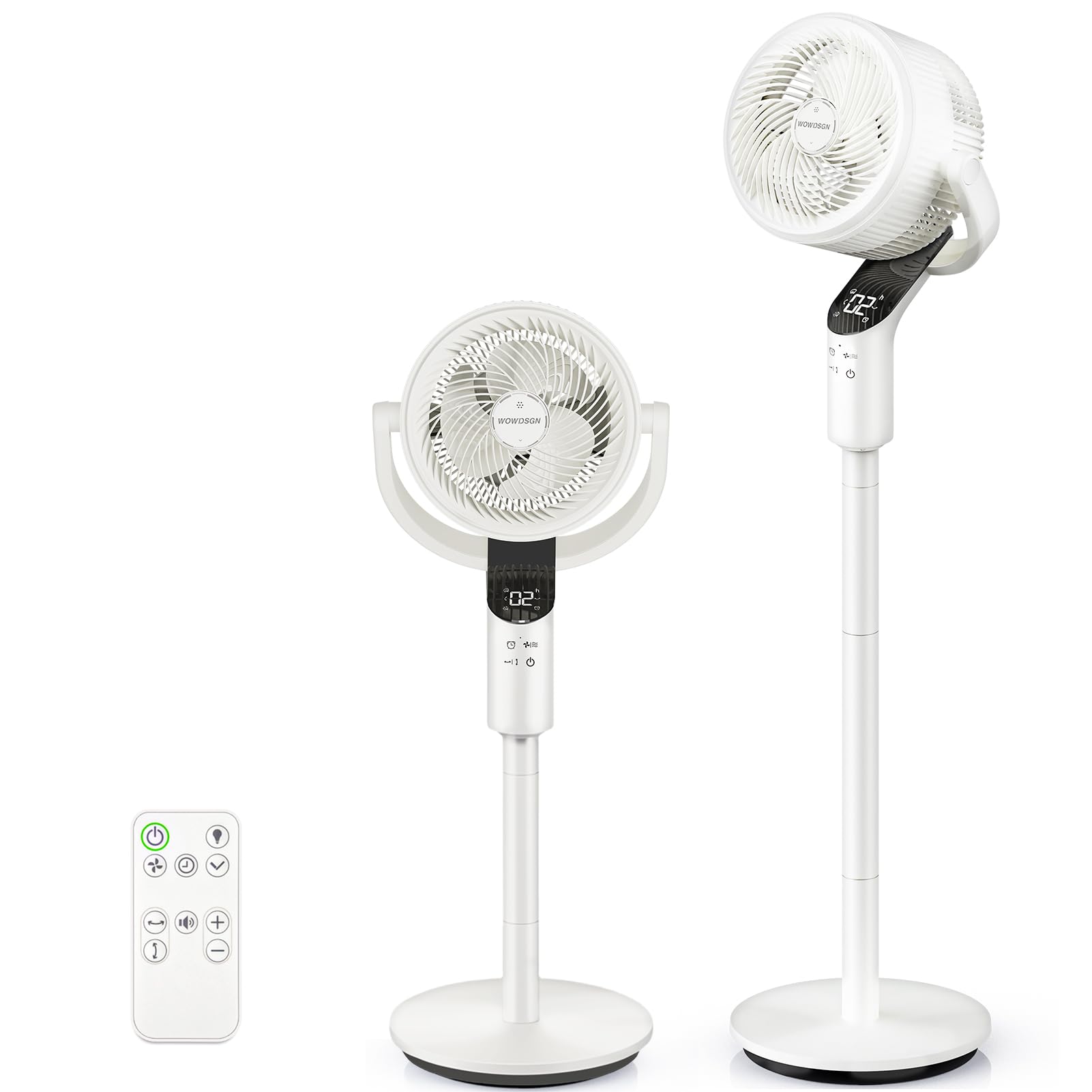 WOWDSGN Standventilator mit Fernbedienung, 22 dB leiser Ventilator für Schlafzimmer & Wohnzimmer, höhenverstellbarer Boden Ventilator mit 3D Oszillation, 8 Windgeschwindigkeiten & 15 St-Timer (Weiß)