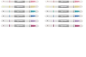 Resaltadores Borrables Amazon Basics de Punta Doble, Surtidos, 12 Unidades